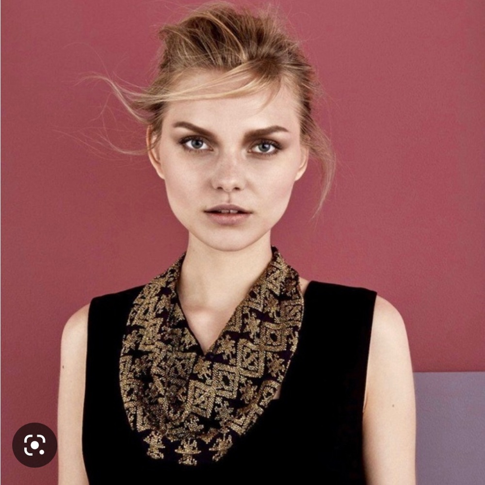Mignonne Gavigan Dakota Scarf Necklace, Black and Gold